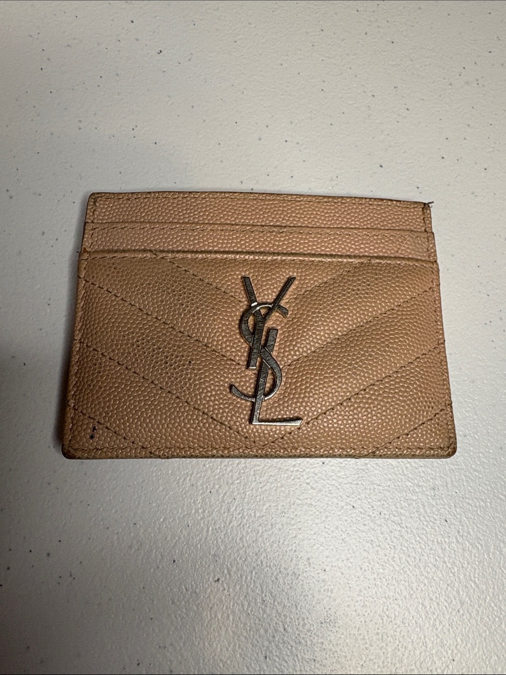 Saint Laurent Cassandre Matelassé Beige Card Case | COA